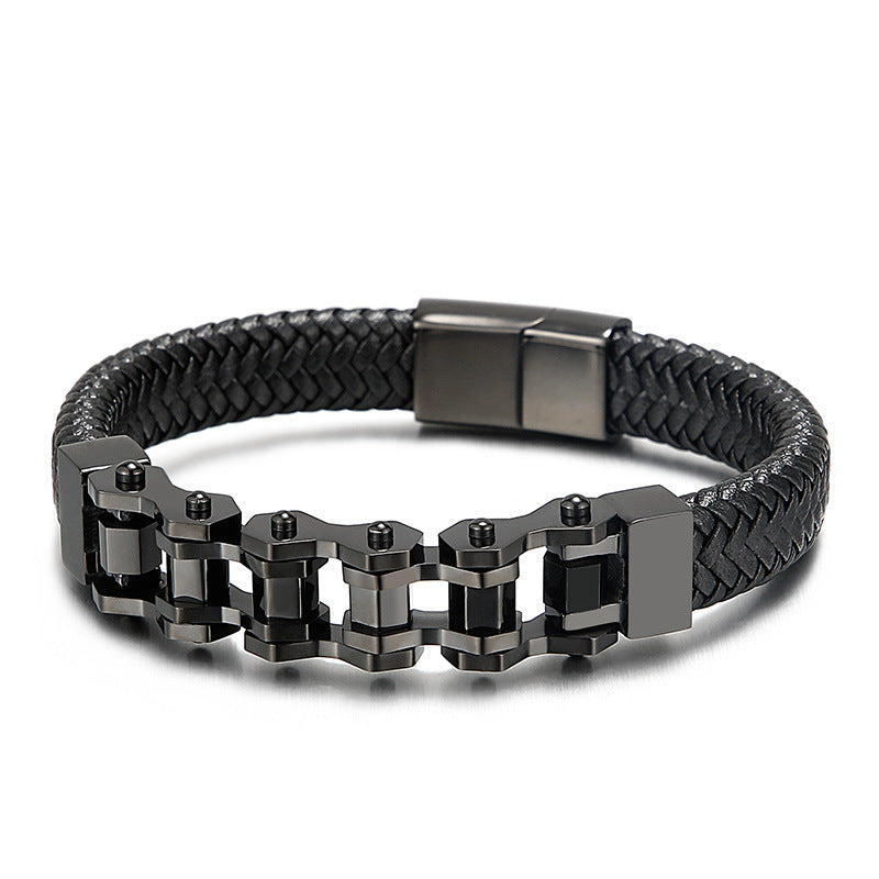 BOREAS CHAIN & LEATHER BRACELET