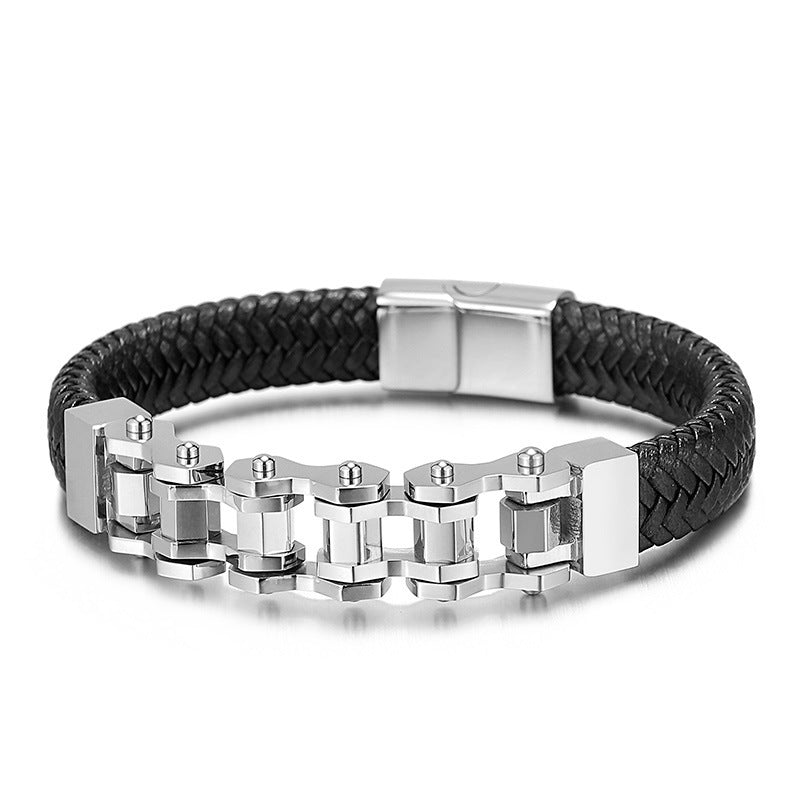 BOREAS CHAIN & LEATHER BRACELET