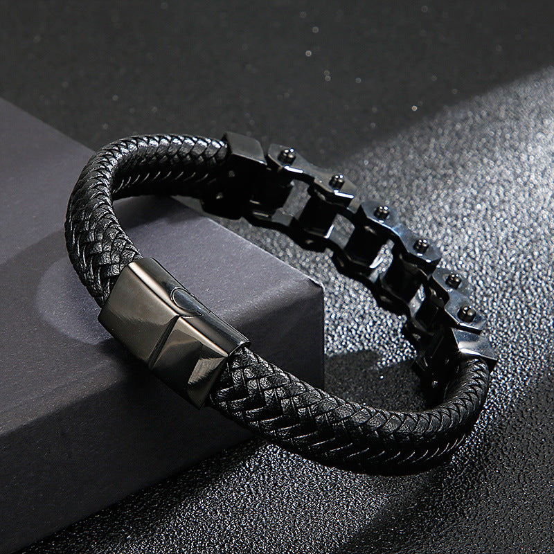 BOREAS CHAIN & LEATHER BRACELET