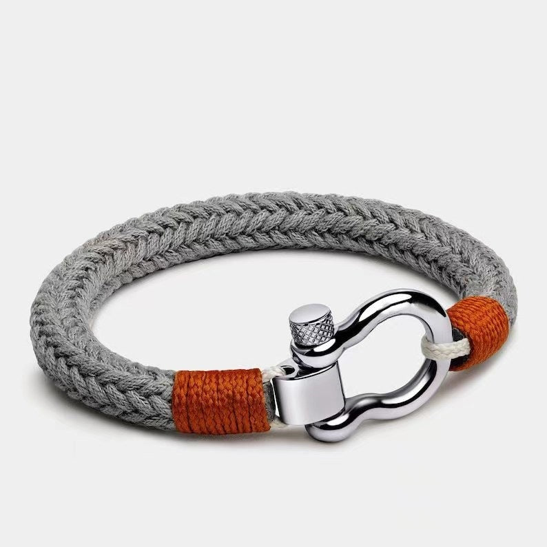 Vachette Clasp Anchor Chain Nylon Rope Men Women Shackle Bracelet Gift